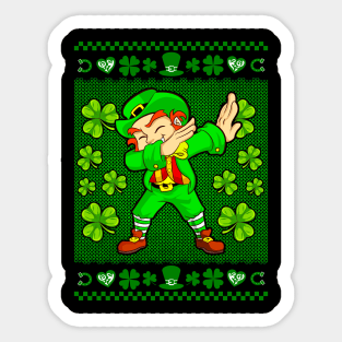 St Patricks Day Ugly Sweater Dabbing Leprechaun Sticker